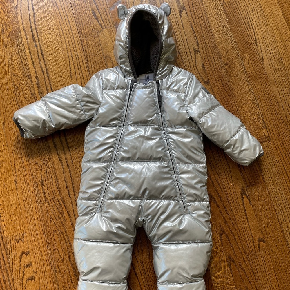 Babygap silver snow suit/ bunting